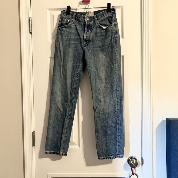 Everlane Jeans Women's 25 Blue 90's Cheeky Denim Cotton Button Fly Straight Leg - Picture 1 of 9